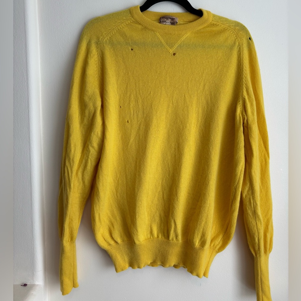 Paul Stuart Women's Bright Yellow Crewneck Sweater 100% Cashmere
